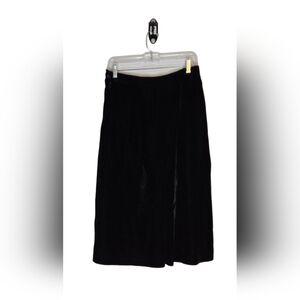 Vintage Alia Black Velvet Midi Skirt Made in Canada Size 14 Stretch Waist 90s
